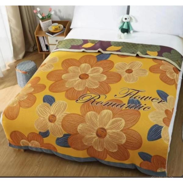 タオルケット ガーゼケット 6重 ガーゼ 綿毛布 ブランケット 総柄 花柄 150×200cm 涼しい 夏用掛け布団 軽量 肌掛け布団 肌布団 夏