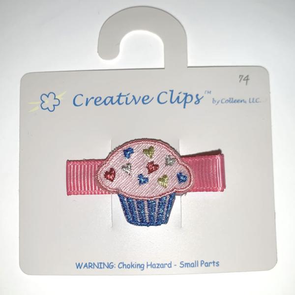 【カップケーキ】ベビーヘアクリップ　キッズヘアクリップ　ヘアピン　② ヘアクリップ （ベビー キッズ用） ヘアピン （ピンク カップ