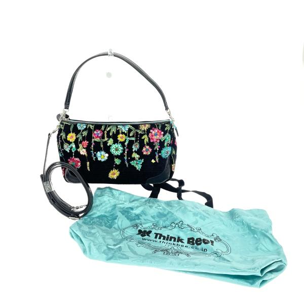 【新品タグ付】Think Beeシンクビー　ビーズ 2wayバッグ　ゴブラン織り 新品タグ付】Think Beeシンクビー ビーズ 2wayバッグ ゴブラン織り