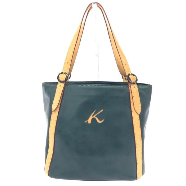 Kitamura キタムラ トートバッグ ロゴ/レザー グリーン レディース
