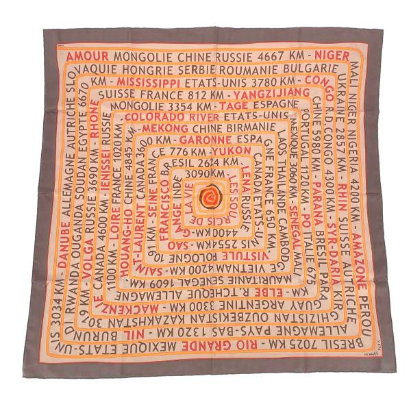 HERMES エルメス カレ90/LES SOURCES DE LA VIE/生命の スカーフ 良好