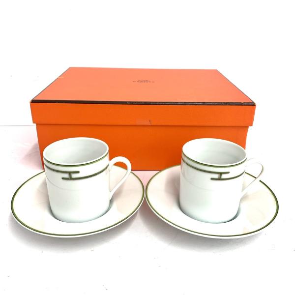 HERMES エルメス コーヒーカップ&ソーサー 2客セット 箱付 新品 HERMES エルメス コーヒーカップ&ソーサー 2客セット 箱付 新品