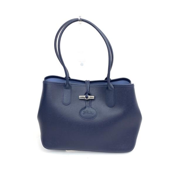 【美品】ロンシャン エッセンシャル ロゾ トートバッグ シボ革 現行品 ネイビー LONGCHAMP ロンシャン ロゾエッセンシャル トートバッグ 美品