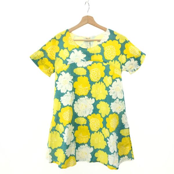 marimekko マリメッコ 半袖チュニック サイズ:34 グリーン/イエロー 