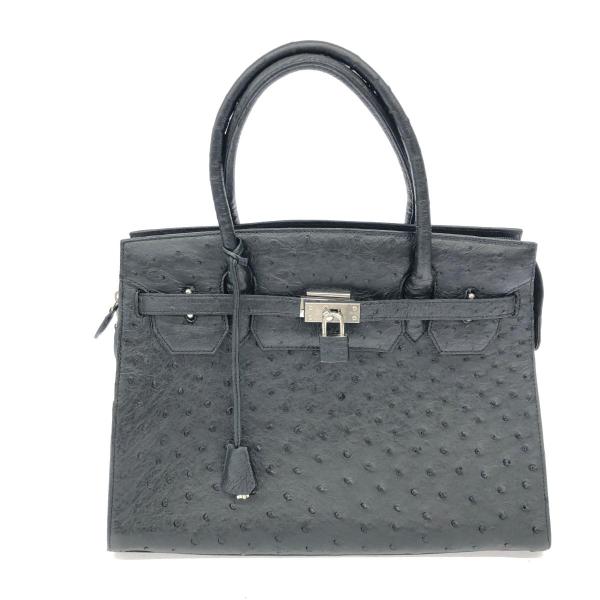 鞄 本革 トートバッグ ブラック オーストリッチ 鍵カナデ ユニセックス  