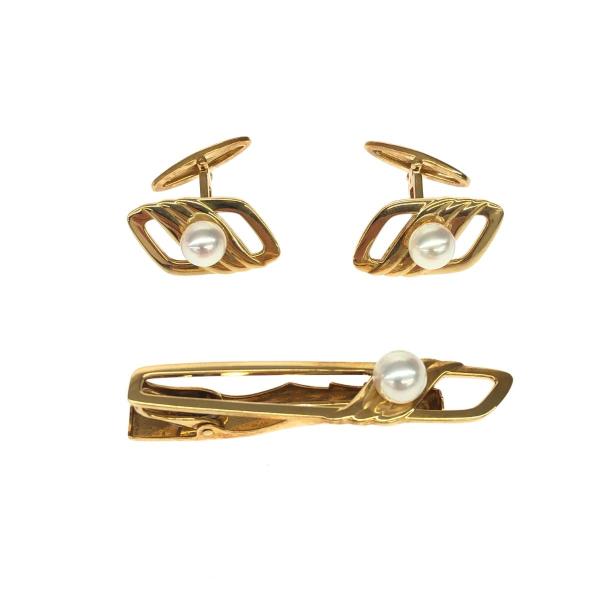 MIKIMOTO ミキモト タイピン&カフスセット ゴールドカラー MIKIMOTO ミキモト タイピン&カフスセット ゴールドカラー