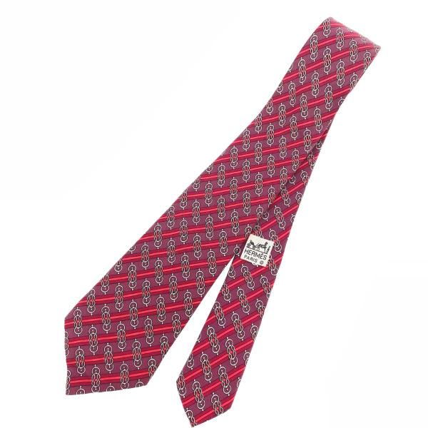 エルメス HERMES 美品 ネクタイ レギュラータイ Hマイヨン 総柄 シルク  