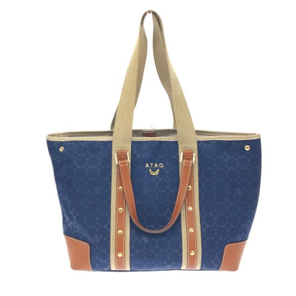 【ATAO/アタオ】美品 ブルックリン 2way トートバッグ ナイロン 紺 ATAO アタオ ブルックリン 2WAYバッグ ネイビー ナイロン