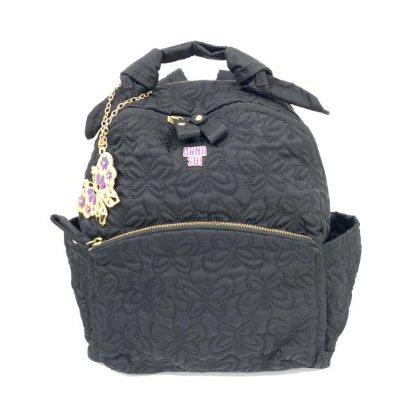 ANNA SUI アナスイ リュック ブラック ナイロン キルティング ANNA SUI アナスイ リュック ブラック ナイロン キルティング
