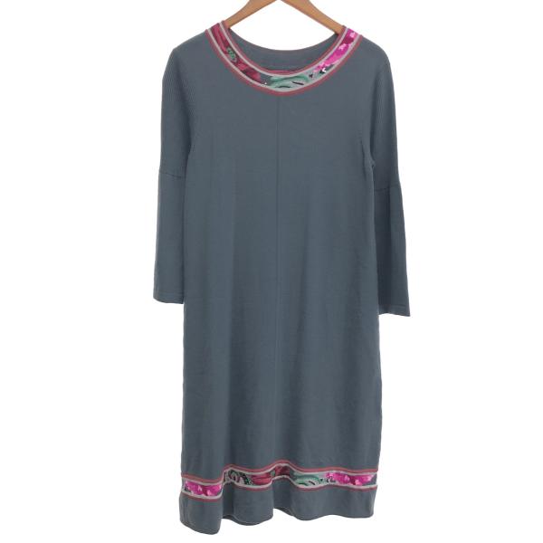 LEONARD レオナール ニットワンピース サイズ:40 グレー レディース  