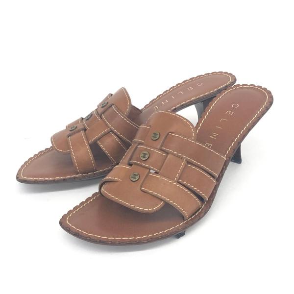 セリーヌ サンダル マカダム トリオンフ ストラップ 籠る カーフレザー  