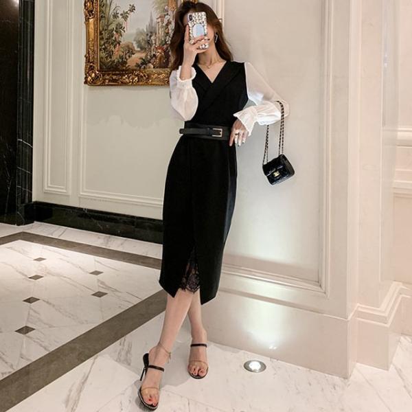 長袖 ワンピース レディース タイトワンピース 黒 レース 膝丈 きれいめ ファッション 女性 高級感 上品 秋冬新品 通勤 30代 40代 50代 H ティージービーヤフー店 通販 Yahoo ショッピング