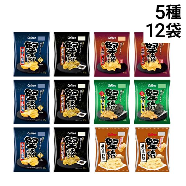 カルビー 堅あげポテト 詰め合わせ セット 5種 計12個 ( うすしお ブラックペッパー 焼きのり 九州しょうゆ 選べる味 )