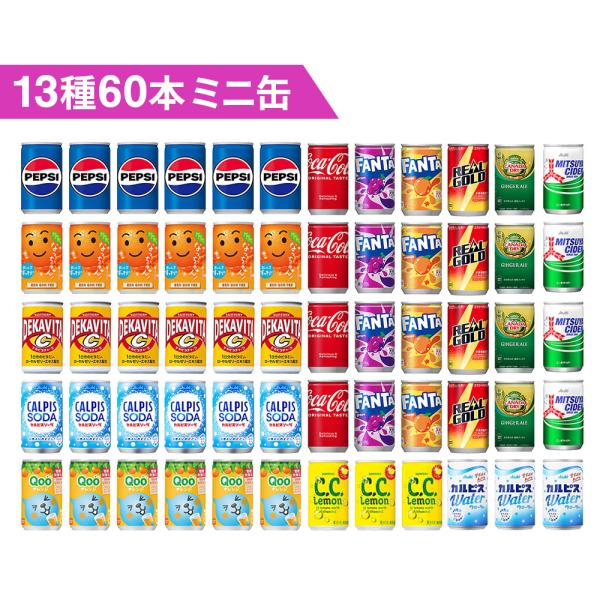 炭酸飲料 ジュース ミニ缶 160ml 13種 2ケース 詰め合わせ アソート セット 合計60本 まとめ買い