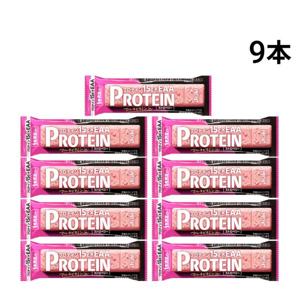 アサヒグループ食品 1本満足バー プロテイン ストロベリー 39g × 9本 まとめ買い