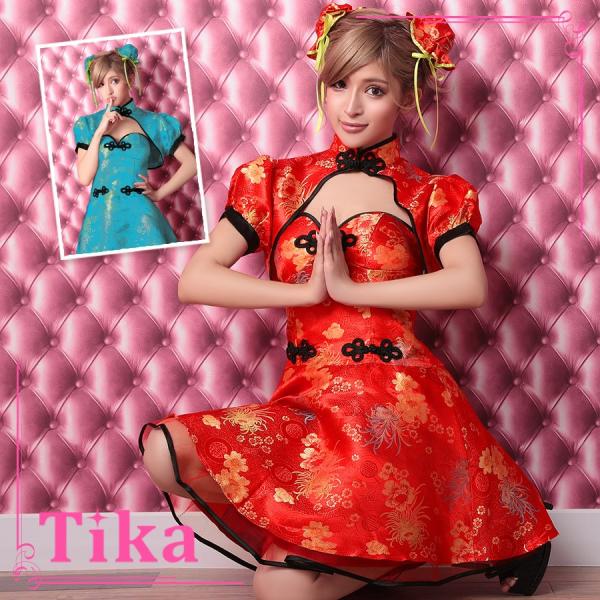 Tika ハロウィン チャイナ コスプレ チャイナ服 サイドブラック
