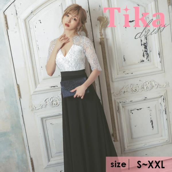 XS～Lサイズあり】花柄刺繍オーガンジーフレアロングキャバ