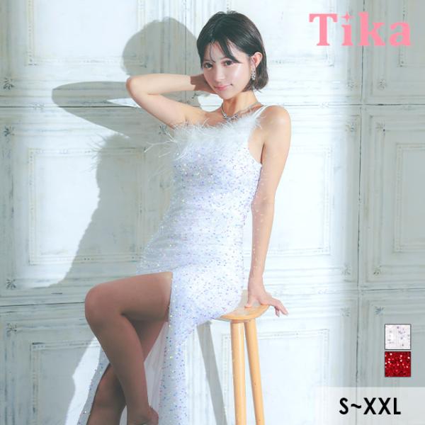 Tika キャバ ドレス ロングドレス ロング ワンピース ファー付き