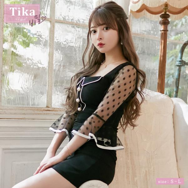 Tika [TikaPimil] キャバ ドレス キャバドレス 韓国 ミニ 袖あり