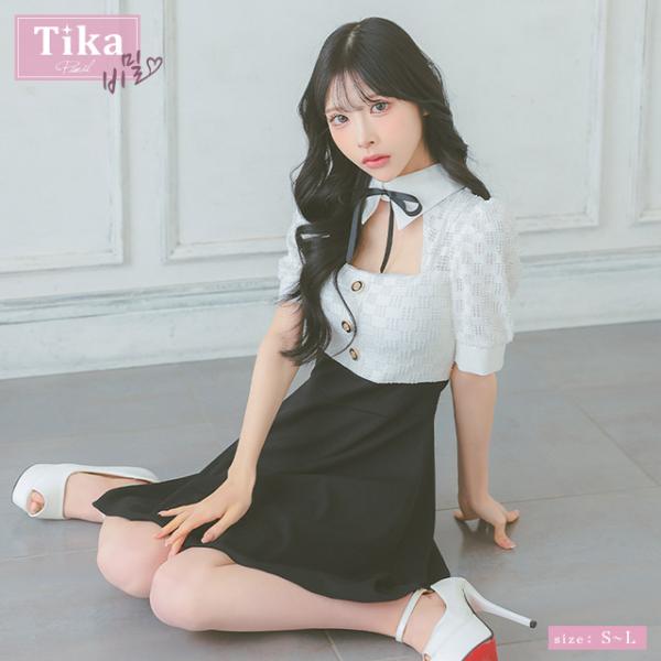Tika [TikaPimil] キャバドレス 韓国 安い ネック リボン襟