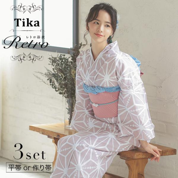 Tika 浴衣 黒 セット 麻の葉模様 Tika 浴衣 黒 セット 麻の葉模様 - メルカリ