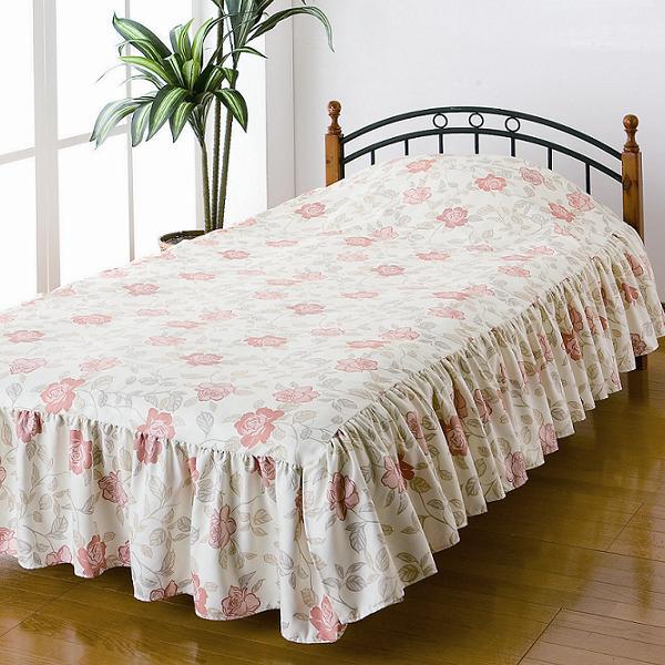 洗える ベッドカバー セミダブル Sd おしゃれ フリル ローズ柄 肌触り最高のスエード調 パステルローズ D 004b タイム アンド プラス 通販 Yahoo ショッピング