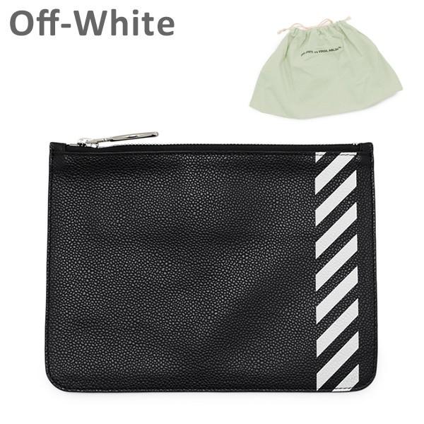 OFF WHITE （オフホワイト）クラッチバック　ショルダーバック Off-ホワイトロゴ 斜めストライプ シルバークリップ オフ