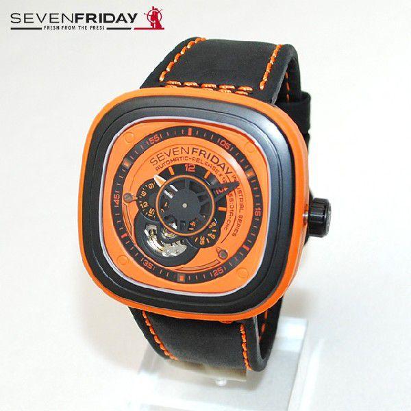 SEVEN FRIDAY （セブンフライデー） 時計 腕時計 SFP1/03 オレンジ/ブラック レザー 自動巻き Industrial  Essence 国内正規品
