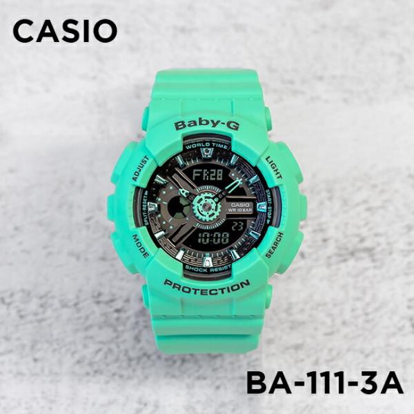 百貨店 10年保証 送料無料 Casio Baby G カシオ ベビーg Ba 111 3a 腕時計 レディース 防水 黒 ブラック グリーン 女の子 子供 キッズ 緑 アナデジ