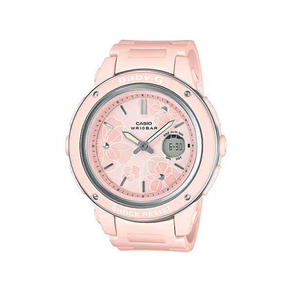 10年保証 Casio Baby G カシオ ベビーg Bga 150fl 4a 腕時計 レディース 女の子 アナデジ 防水 超激得sale 花柄 子供 キッズ ピンク シルバー