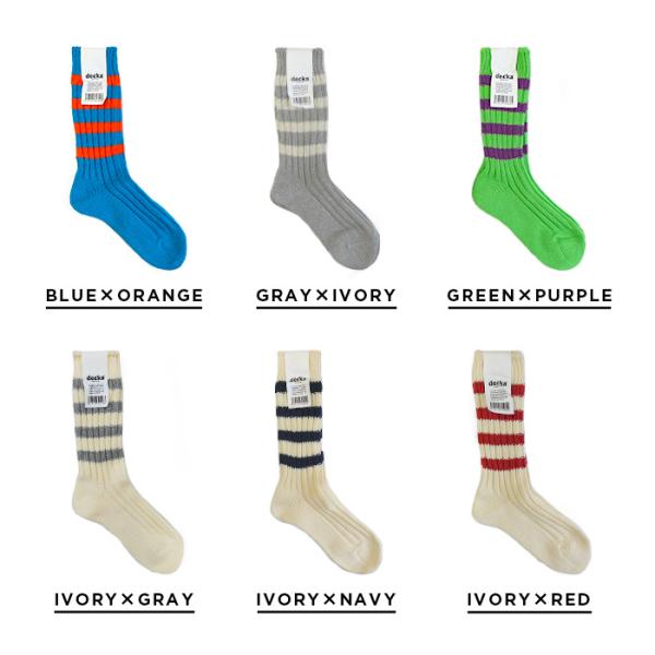 DECKA HEAVYWEIGHT SOCKS STRIPES �f�J �\�b�N�X DE-29 �C�� �u�����h �����Y ���f�B�[�X ���{�� ���Y �X�g���C�v �J���t�� ���u ���� ��v ���K �u�� �l�I�� ���i�摜1