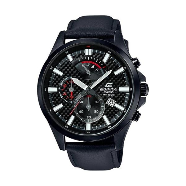 10年保証 Casio カシオ エディフィス Efv 530bl 1a 腕時計 メンズ クロノグラフ アナログ 防水 ブラック 黒 レザー 革ベルト 海外モデル