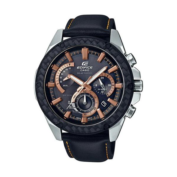 10年保証 送料無料 Casio カシオ エディフィス Eqs 910l 1a 腕時計 メンズ クロノグラフ シルバー 防水 黒 レザー 新作 アナログ ブラック ソーラー 革ベルト 海外モ