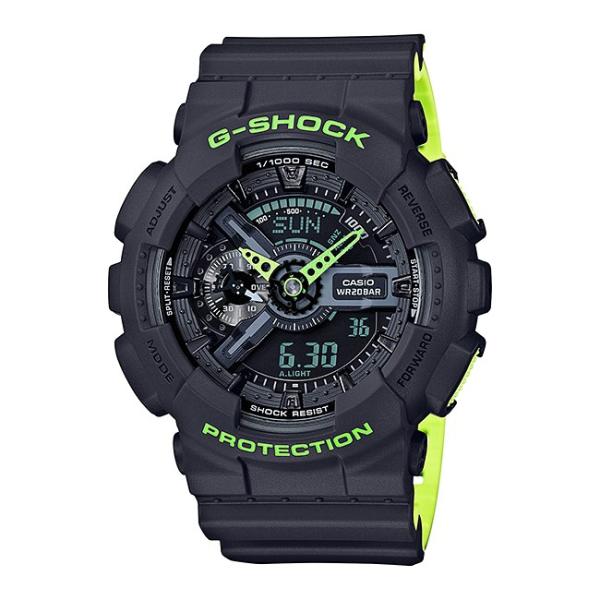 送料無料 完売 Casio G Shock カシオ Gショック Ga 110ln 8ajf 腕時計 メンズ キッズ イエローグリーン 黄緑 男の子 子供 防水 グレー アナデジ