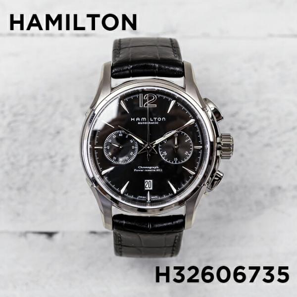 送料無料 Hamilton ハミルトン ジャズマスター オート クロノ H 腕時計 メンズ クロノグラフ アナログ ブラック 黒 シルバー レザー 革ベルト