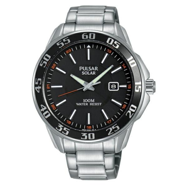 10年保証 送料無料 Seiko セイコー 豪華な パルサー オン ザ ゴー Px3121 ブラック 腕時計 シルバー アナログ メンズ ソーラー 逆輸入 海外モデル 黒