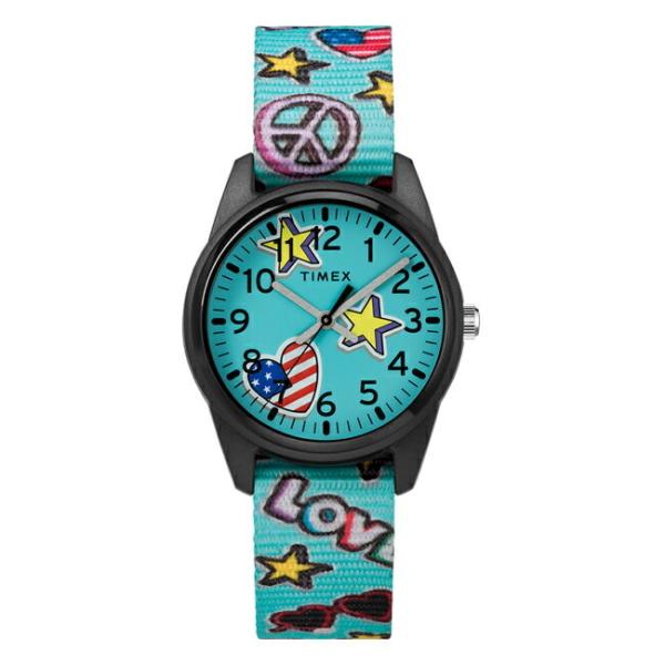 Timex タイメックス キッズ アナログ 32mm Tw7c 腕時計 子供 男の子 女の子 アナログ スカイブルー 水色 ブラック 黒