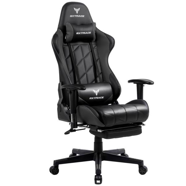 GXTRACEゲーミングチェア　新品未使用　黒グレー GXTRACE ゲーミングチェア ゲームチェア 椅子 オットマン付き