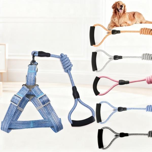 散歩用 お出かけ用 ハンド取っ手 リード付 おしゃれ 中型犬 犬用ハーネスリード 小型犬 ペットハーネス