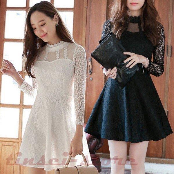レース 透け感は一番演出 フレア ショート 膝丈 細身 韓国風 お嬢様 結婚式 大人上品 二次会 ワンピース 白 黒 代30代40代 ワンピース レディース ワンピース Tin319 Fmid37 Tinseiヤフー店 通販 Yahoo ショッピング