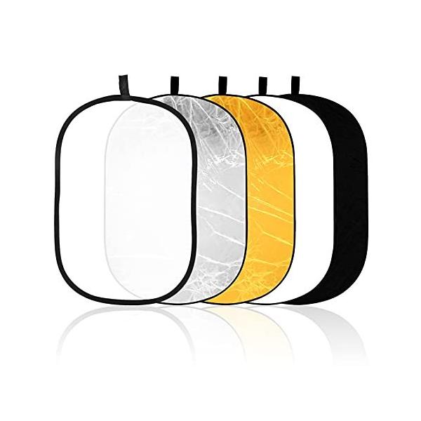 超目玉 5イン1 Emart 楕円形リフレクター写真 キャリーバッグ ポータブル折りたたみ式照明反射板 36インチ X 24インチ 90cm X 60cm レフ板 Adga Org