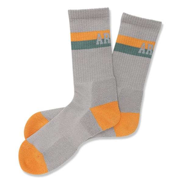 Arch bi-color crew mid. socks【A323107】light gray/apricot