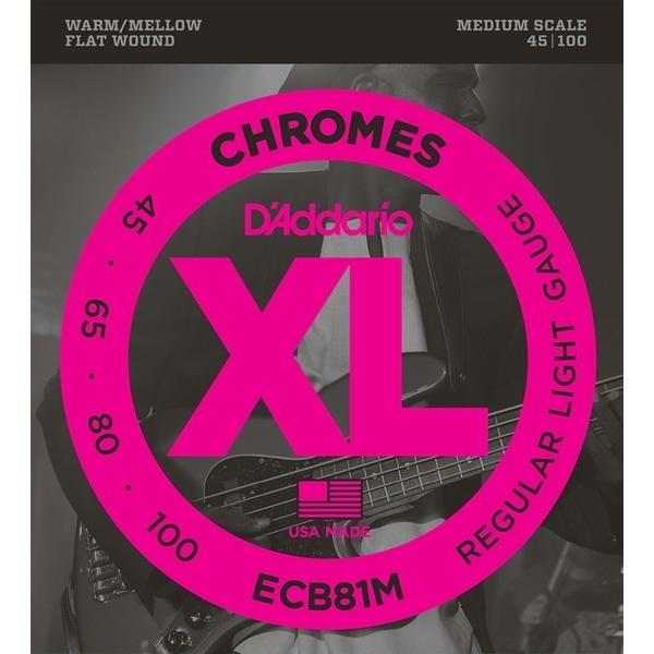 D'Addario XL CHROMES (FLAT WOUND) ECB81M Medium ダダリオ (ベース弦) (ネコポス)