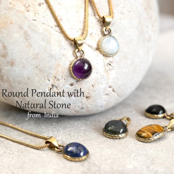 【パンダの工房】天然石ゴールデンルチルネックレストップ大玉しずくペンダント アクセサリ ペンダントトップ ゴールド シンプルで美しい 天然石の