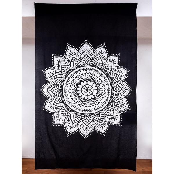 タペストリー テーブルクロス マルチクロス ベッドシーツ モノトーン フラワーマンダラ〔127cm×210〕大きな布