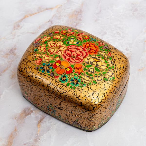 送料無料 ミニアチュール 細密画 小物入れ カシミール (超高精細・一点