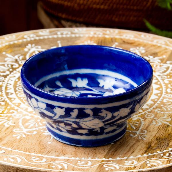 青色の球形陶器 tirakita-shop_id-ftns-156