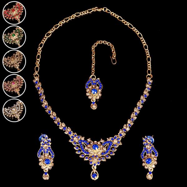 ネックレス ピアス アクセサリー アクセサリーセット 〔各色あり〕インドアクセサリー3点セット〔ネックレス