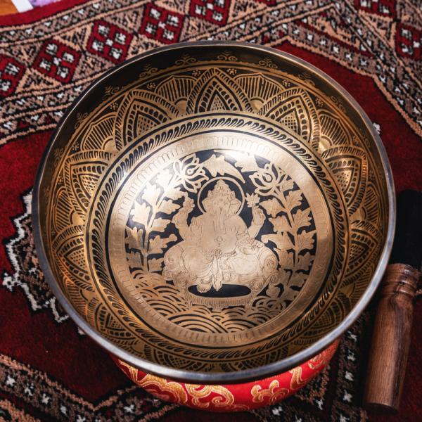 【ネパール手打ち】ガネーシャ・アンティーク・カービングボウル tirakita-shop_id-singbowlant-1794