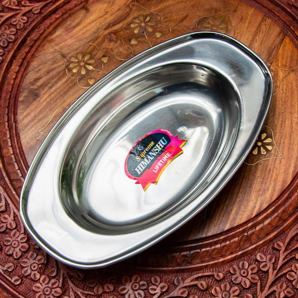 オーバルプレート カレー 皿 ランチプレート インドのステンレス製 約21.5cm×12cm 分割 カレー皿 ターリー thali